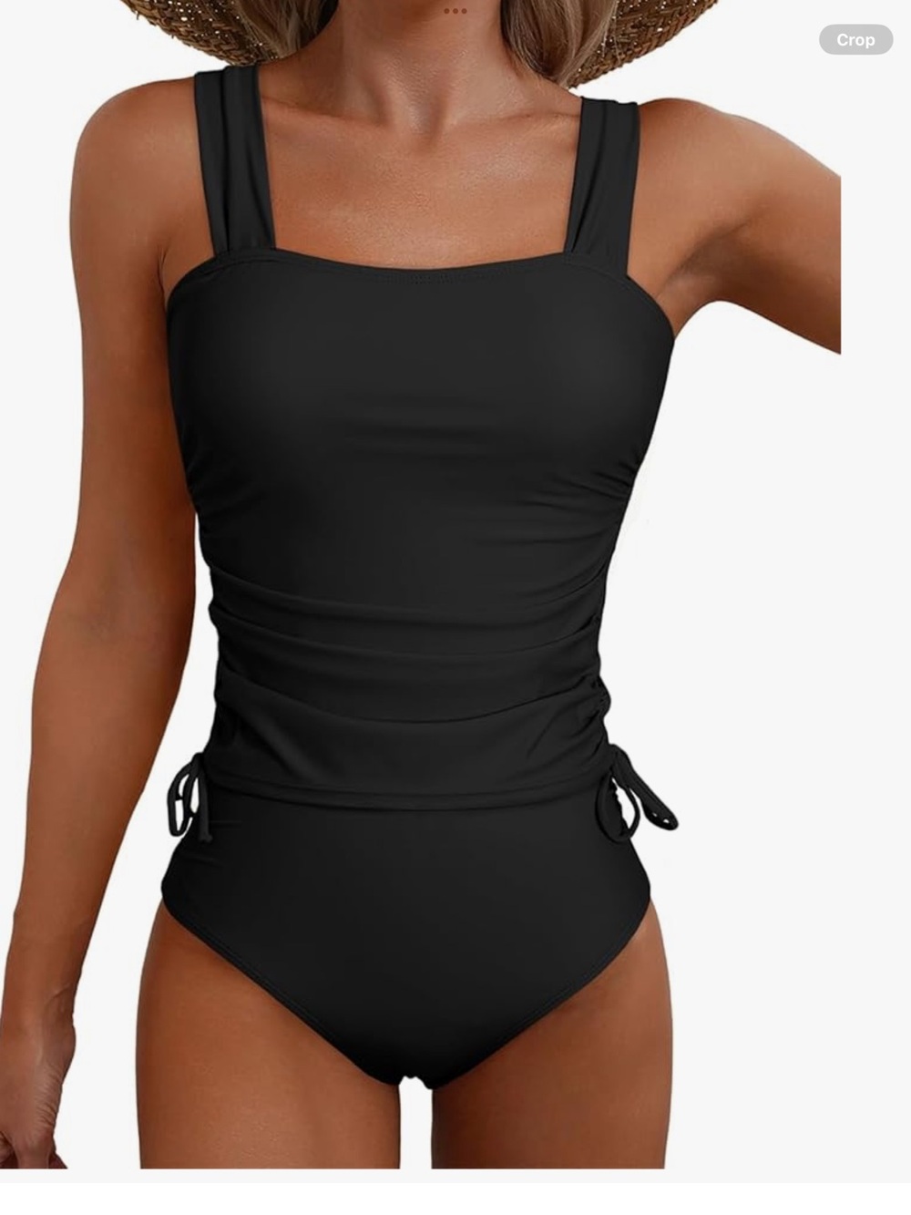 Classic Black Ruched Two-Piece Swimsuit